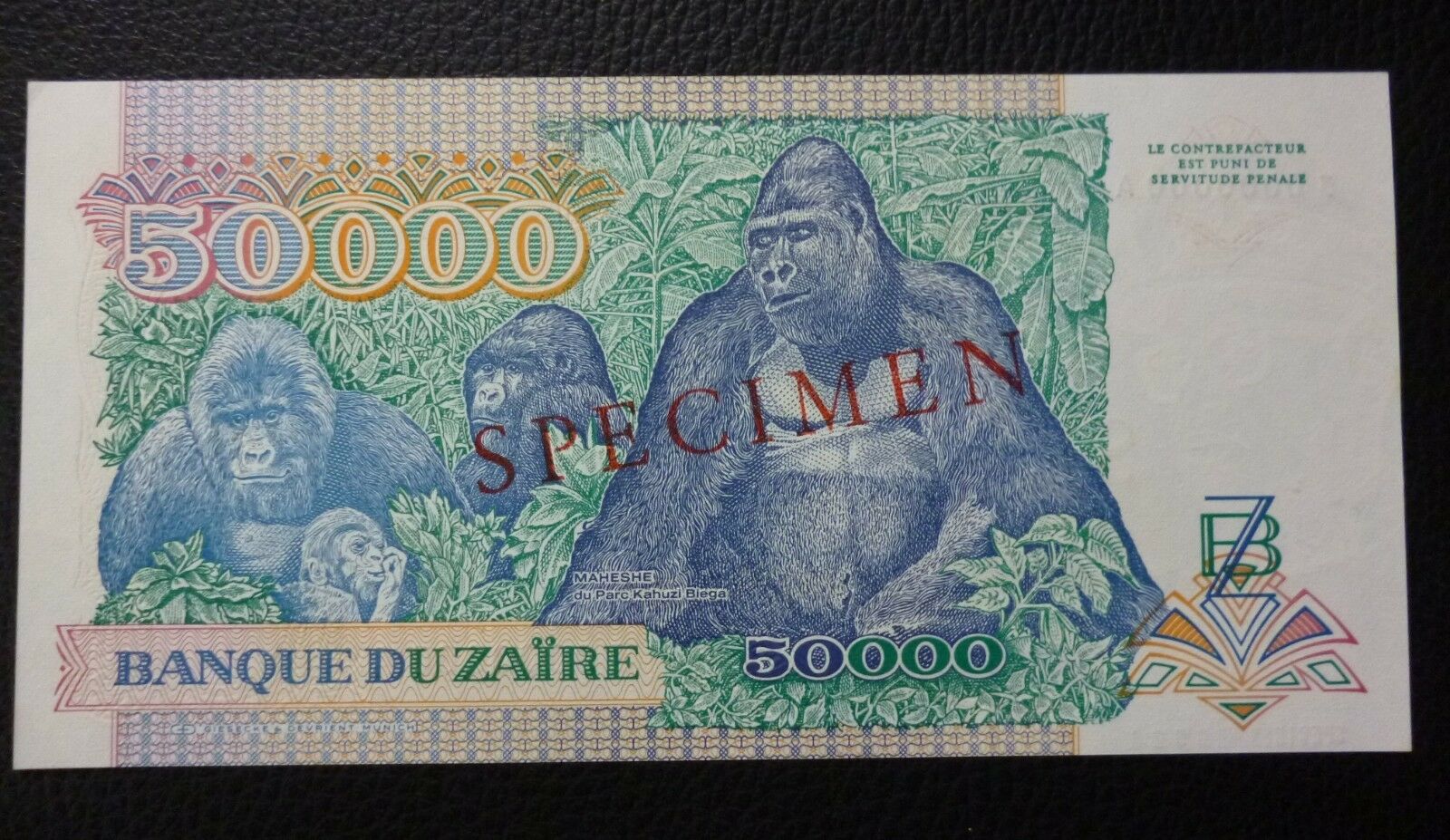 ZAIRE Billete 50000 Zaire, Pick 40s UNC 1991 - Especimen - Imagen 2