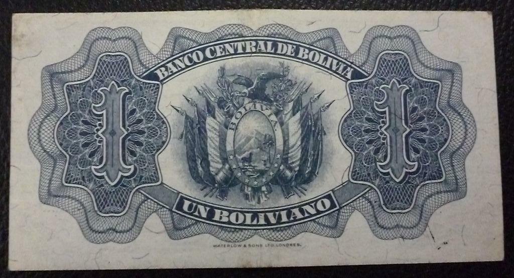 Bolivia Billete 1 Boliviano Pick 128B Año 1951 XF (Serie P14) - Imagen 2