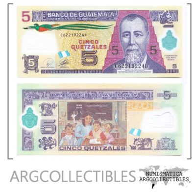 Guatemala Billete 5 Quetzales 2010 P-122 Polimero UNC