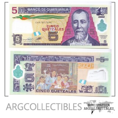 Guatemala Billete 5 Quetzales 2012 P-122 Polimero UNC