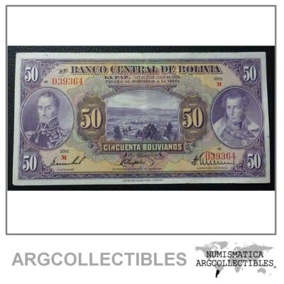 Bolivia Billlete 50 Bolivianos, Pick 124 XF 1928 (Series M)