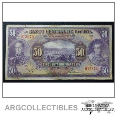 Bolivia Billlete 50 Bolivianos, Pick 123 F+ 1928 (Series A)
