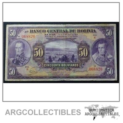 Bolivia Billlete 50 Bolivianos, Pick 123 VF- 1928 (Series E)