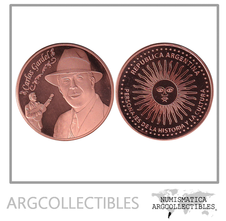 Argentina Medalla Moneda 2020 1 Onza Cobre Carlos Gardel Tango Proof