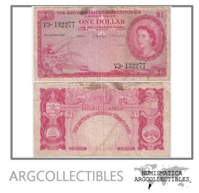 Caribe del Este Billete 1 Dolar, P.7 F+ 1961