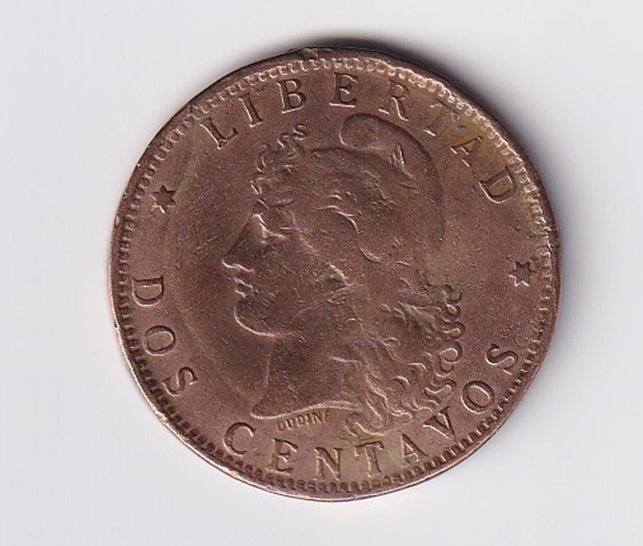 Argentina Moneda Nacional 2 Centavos Patacon 1891 Cobre F+ - Imagen 2