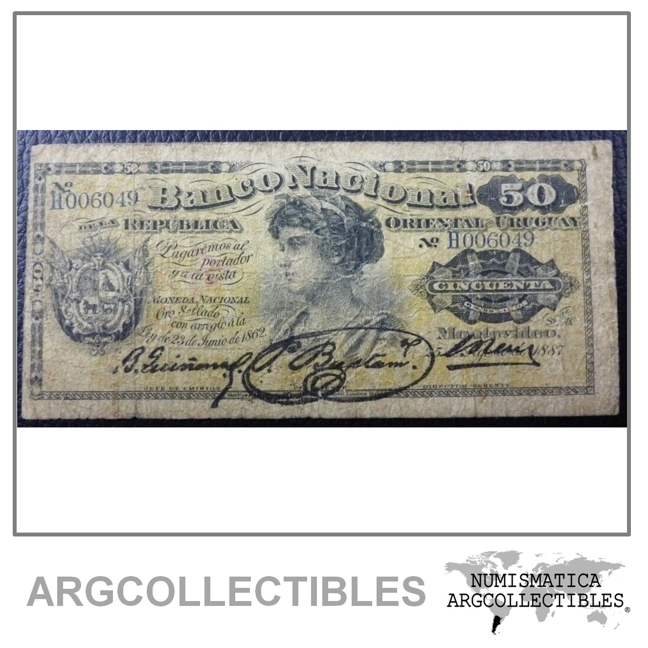 URUGUAY Billete 50 Centesimos, P. A89a F- 1887