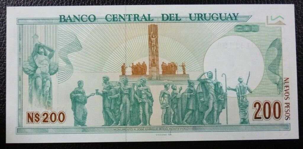 URUGUAY Billete 200 Nuevos Pesos, P.66 UNC 1986 (Reposicion) - Imagen 2