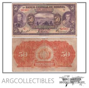 Bolivia Billlete 50 Bolivianos, Pick 124 F+ 1928 (Series R)