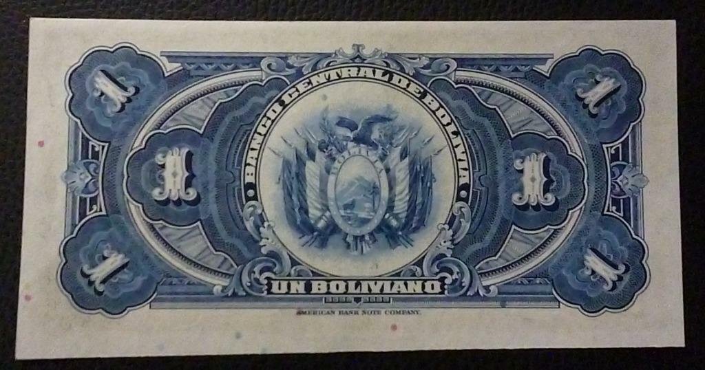 BOLIVIA Billete 1 Boliviano, Pick 118 UNC 1928 (Series V1) - Imagen 2