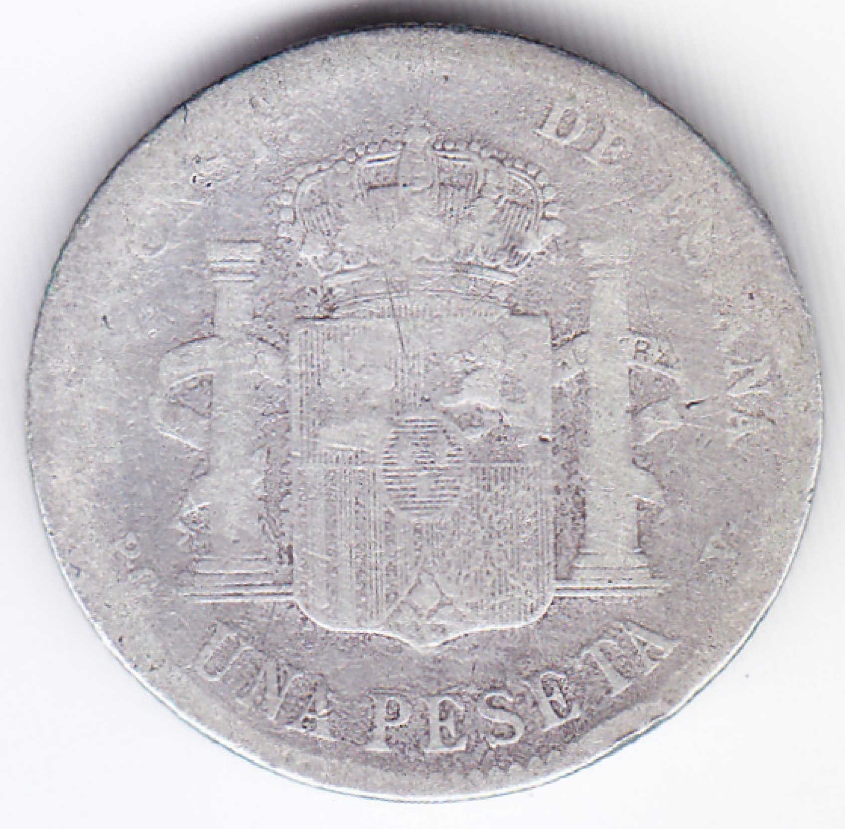 España Moneda 1 Peseta Plata 1870 SNM Km-653 Condicion F+ - Imagen 2