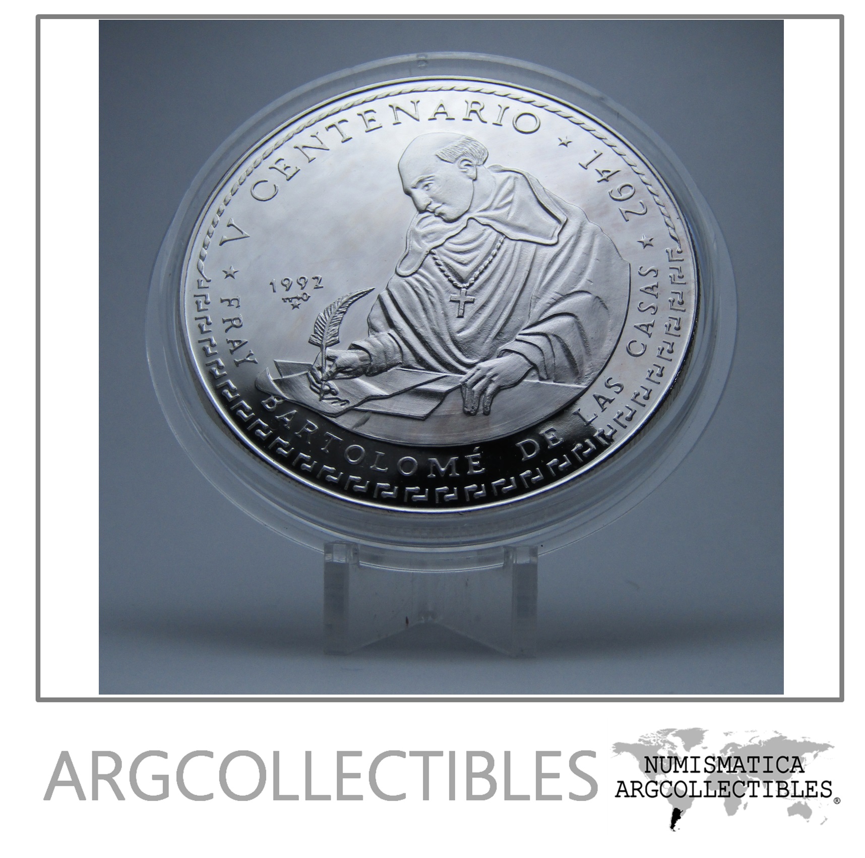 Cuba Moneda 30 Pesos Plata 1992 V Centenario Bartolome Casas Proof