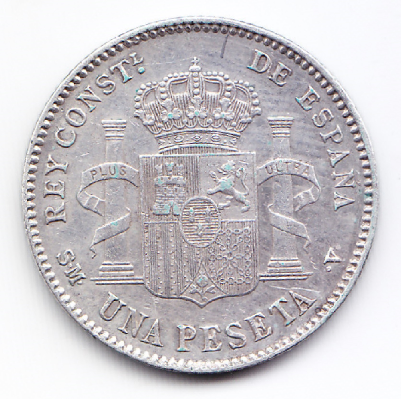 España Moneda 1 Peseta Plata 1900 Alfonzo XIII Km-706 Xf - Imagen 2