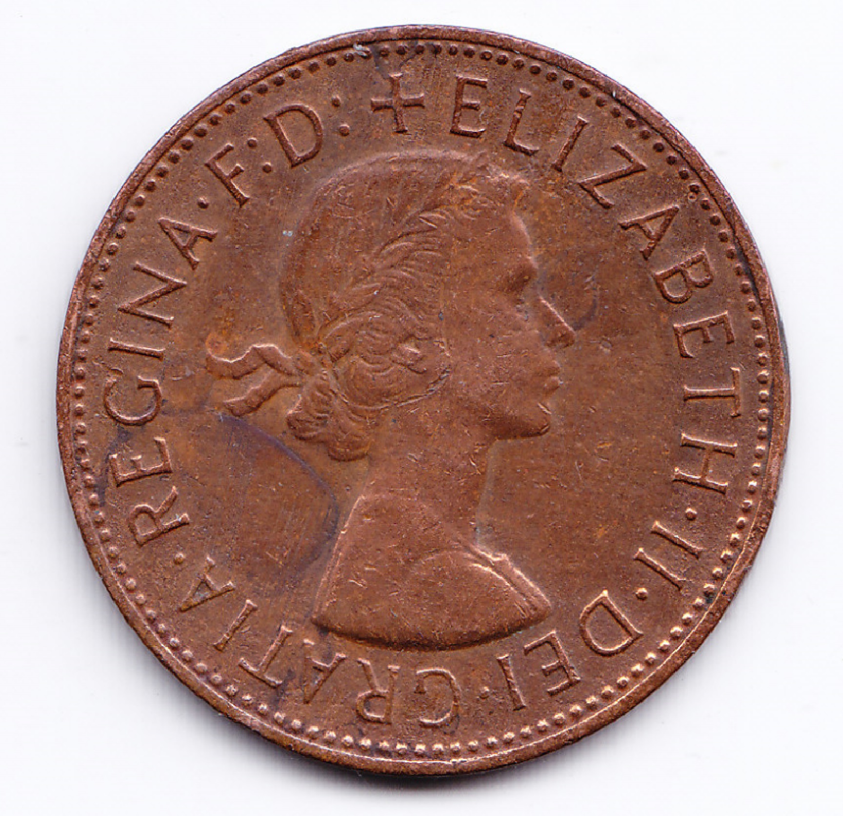 Inglaterra Moneda 1 Penny Bronce 1967 Reina Elizabeth II Condiciones Vf+ Xf - Imagen 2