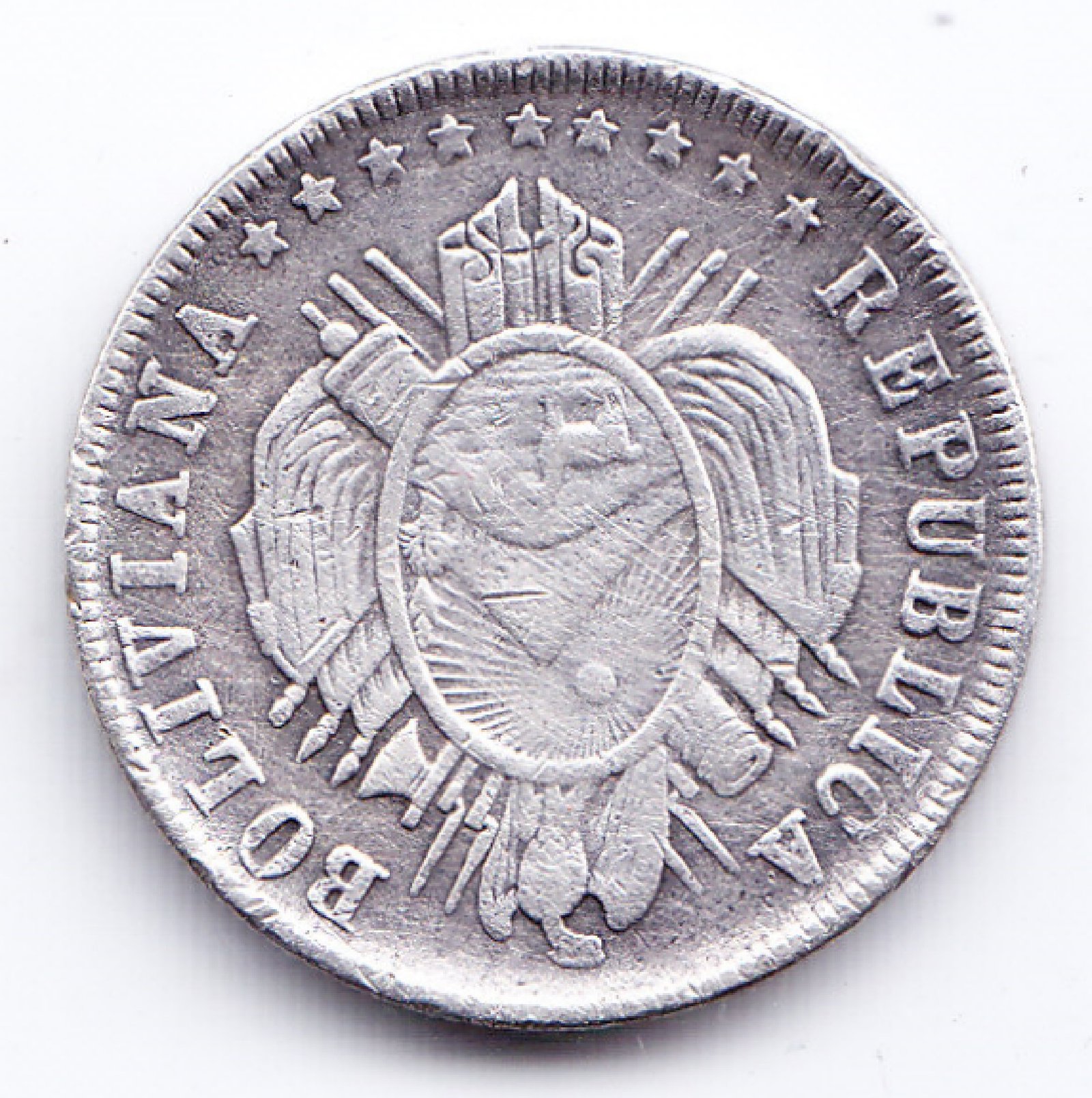 Bolivia Moneda 20 Centavos Plata 1881 Km-159.1 Condicion Vf+ - Imagen 2