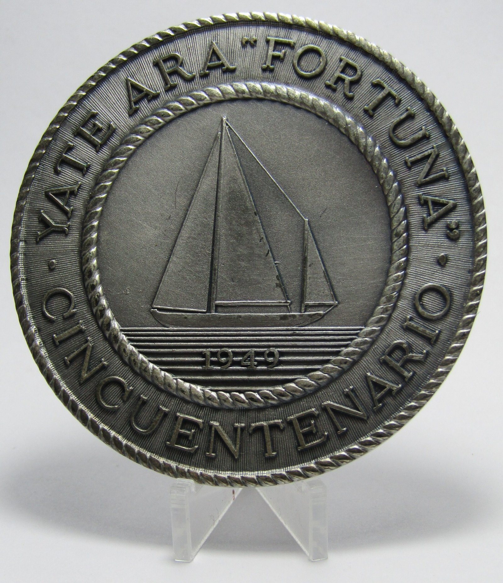 Armada Argentina Medalla 1949 Alpaca 50 Aniversario Yate Fortuna - Imagen 2
