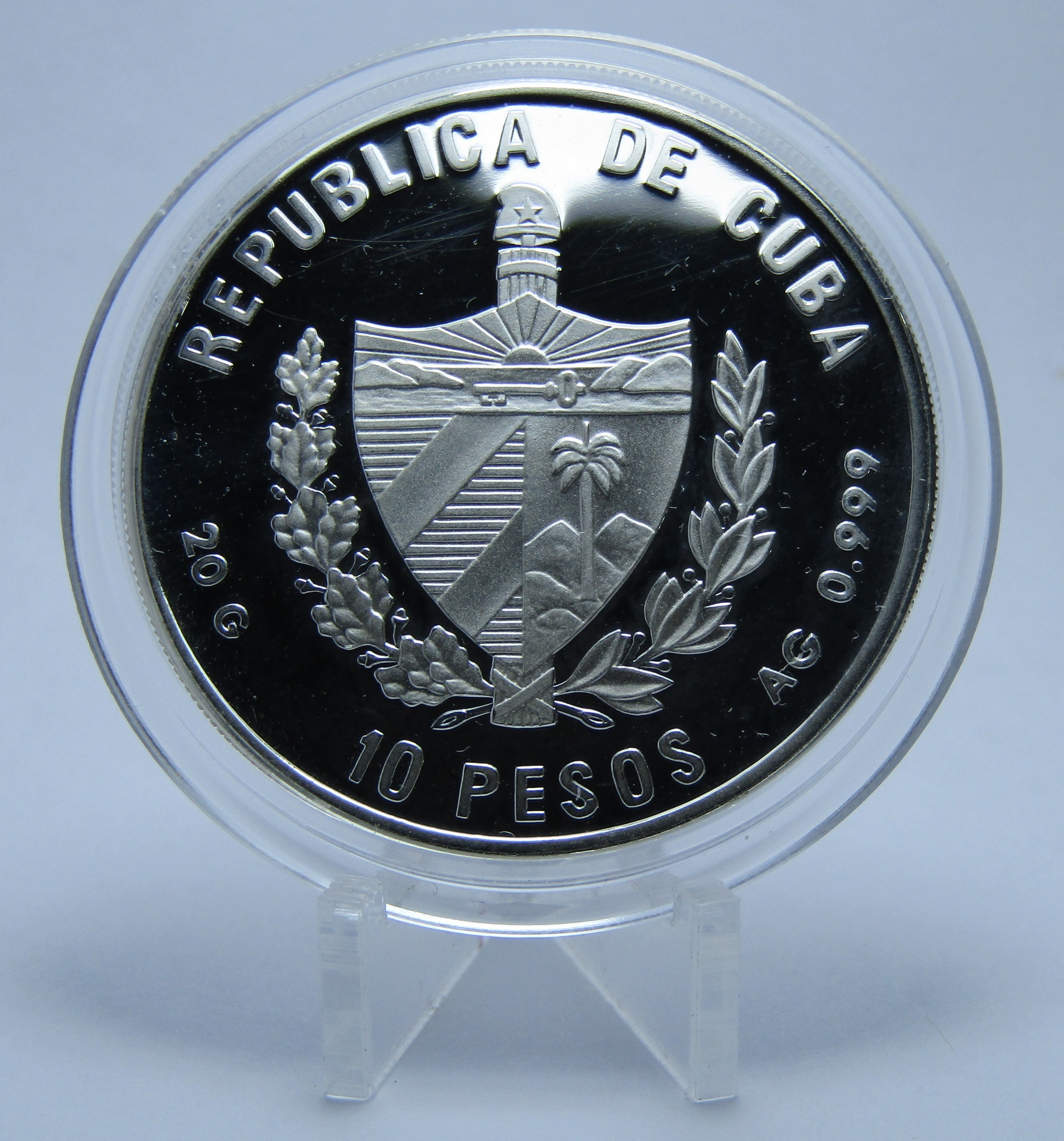 Cuba Moneda 10 Pesos 1994 Plata Copa Mundial Usa 1994 Proof - Imagen 2