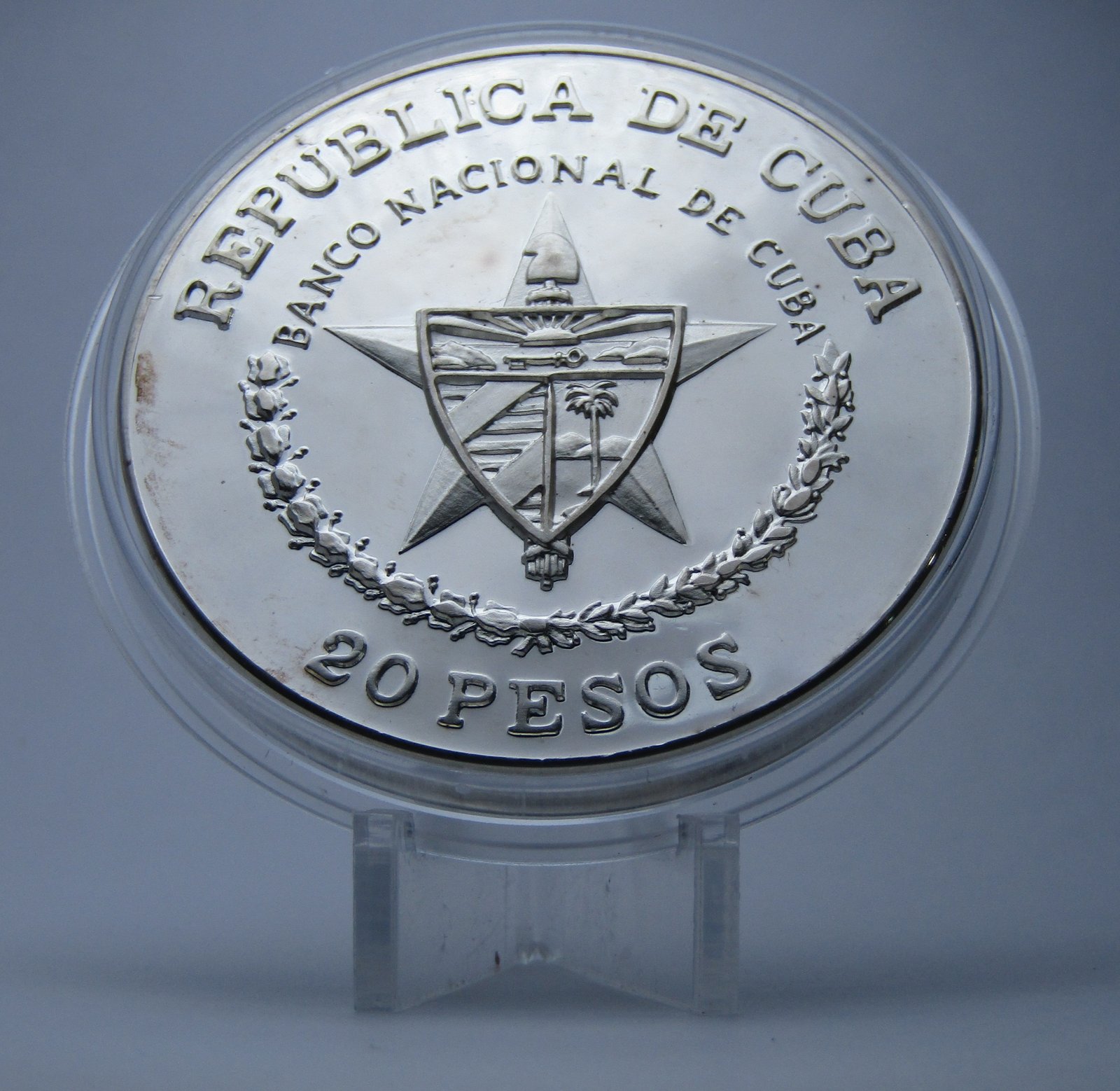 Cuba Moneda 20 Pesos Plata 1988 150 Aniversario 1mer Ferrocarril Hispano Habana - Beyucal Proof - Imagen 2