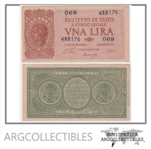 Italia Billete 1 Lira Año 1944 P-29a Condicion Au