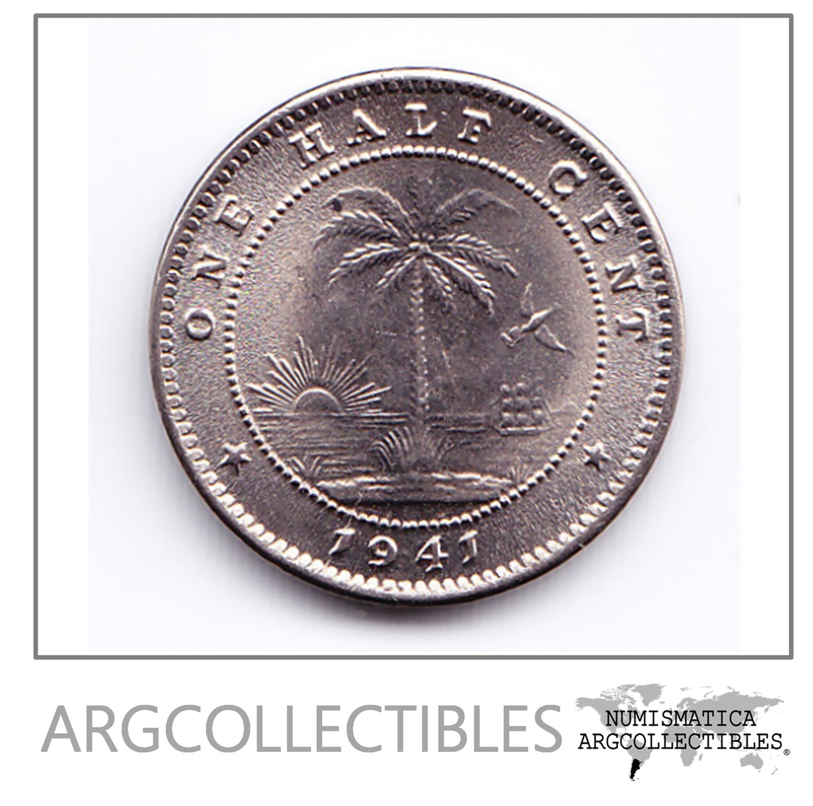 Liberia Moneda 1/2 Centavo Niquel 1941 Elefante Km-10a Unc