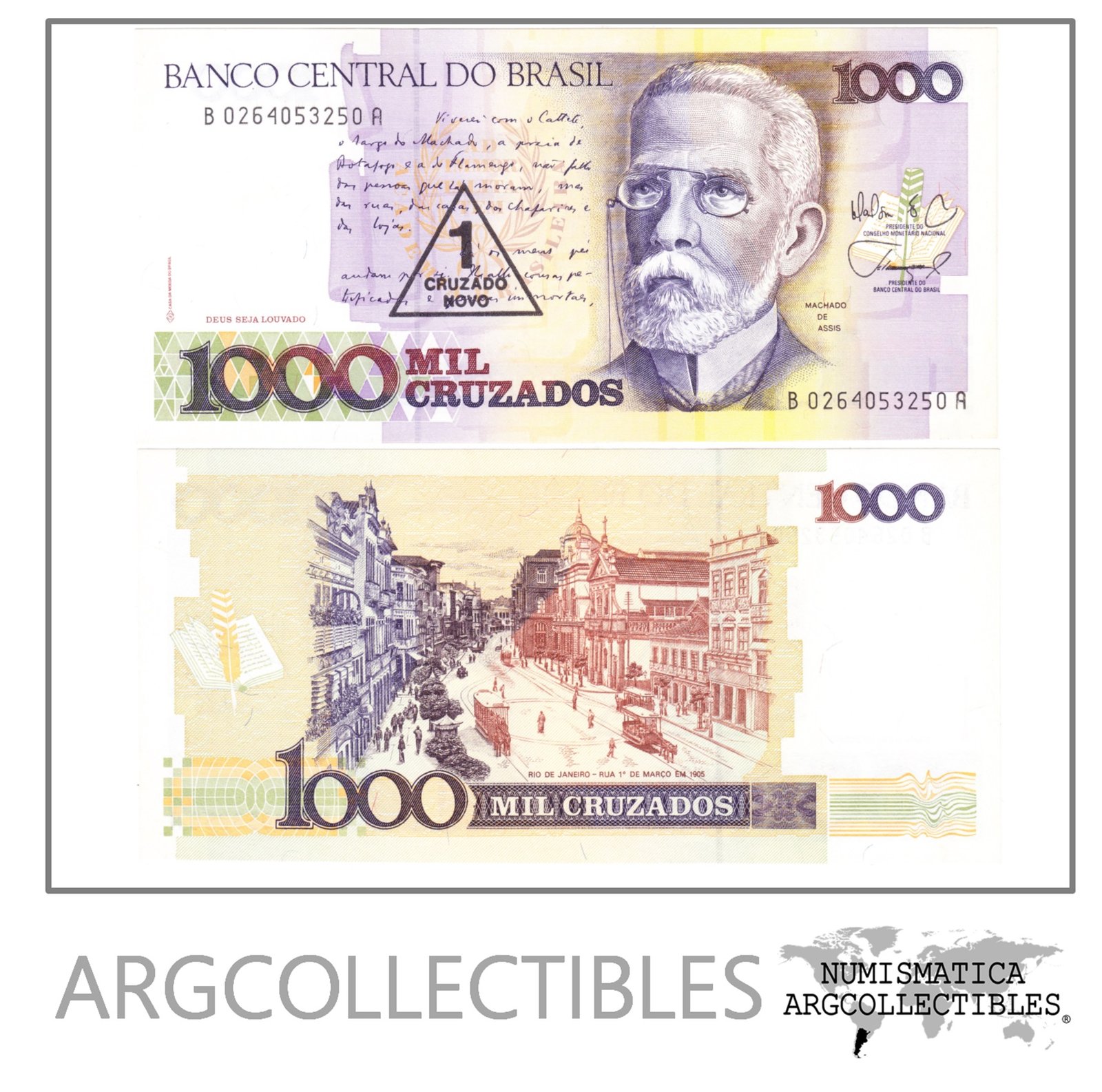 Brasil Billete 1 Cruzado Novo 1989 P-216b UNC