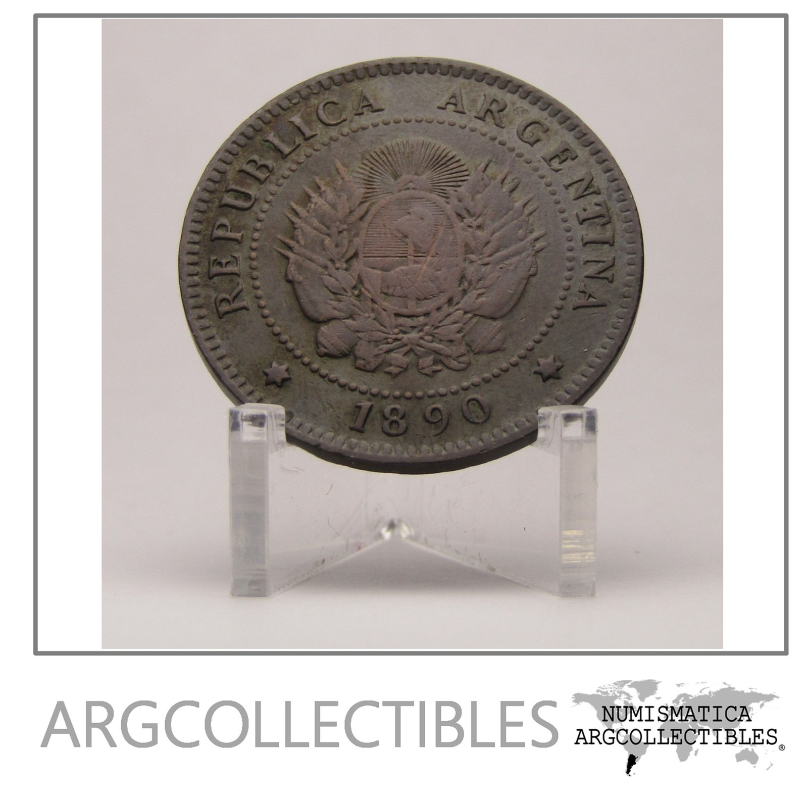 Argentina Moneda 1 Centavo Patacon Bronce 1890 Km-32 Xf+