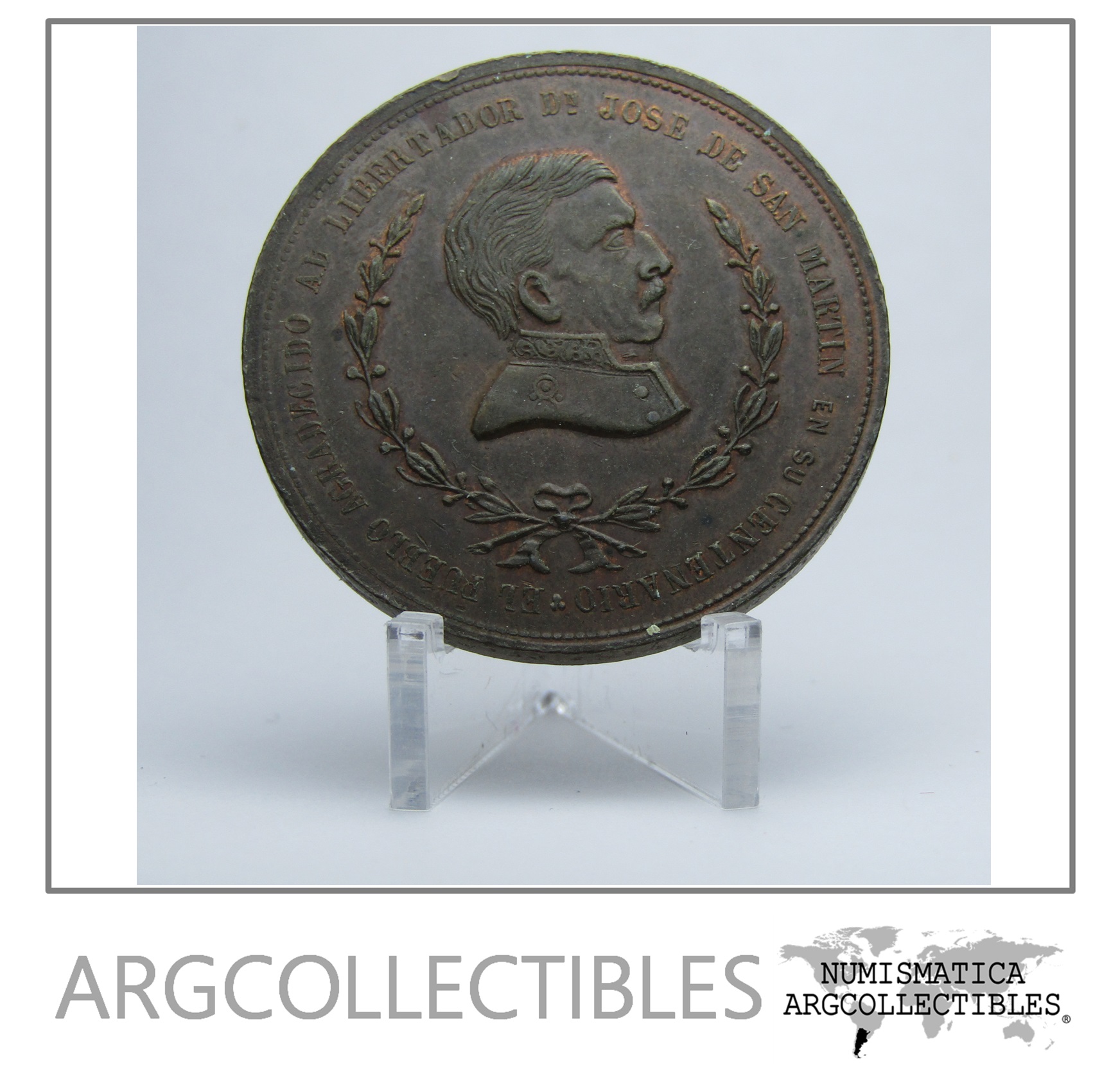 Argentina Medalla 1878 Buenos Aires Al General San Martin 100 Aniversario