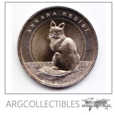 Turquia Moneda 1 Lira Bimetalica 2015 Gato De Angora Unc