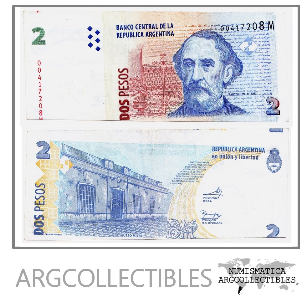 ARGENTINA Billete 2 Pesos P-352 / BOT-3245 XF 2015 Error de corte