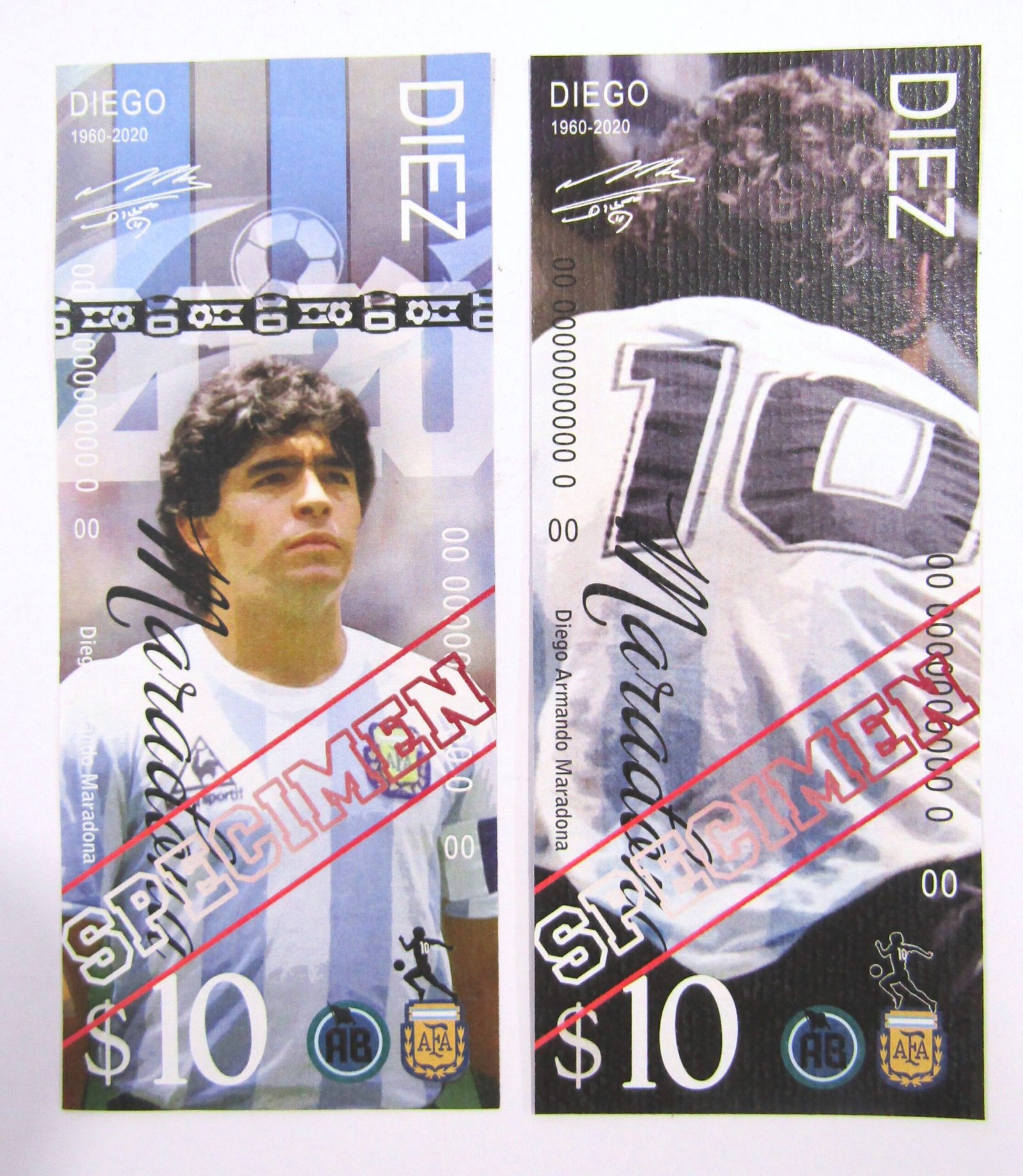 Argentina 2021 Billete Specimen Diego A Maradona 10 $ Diegos - Imagen 2