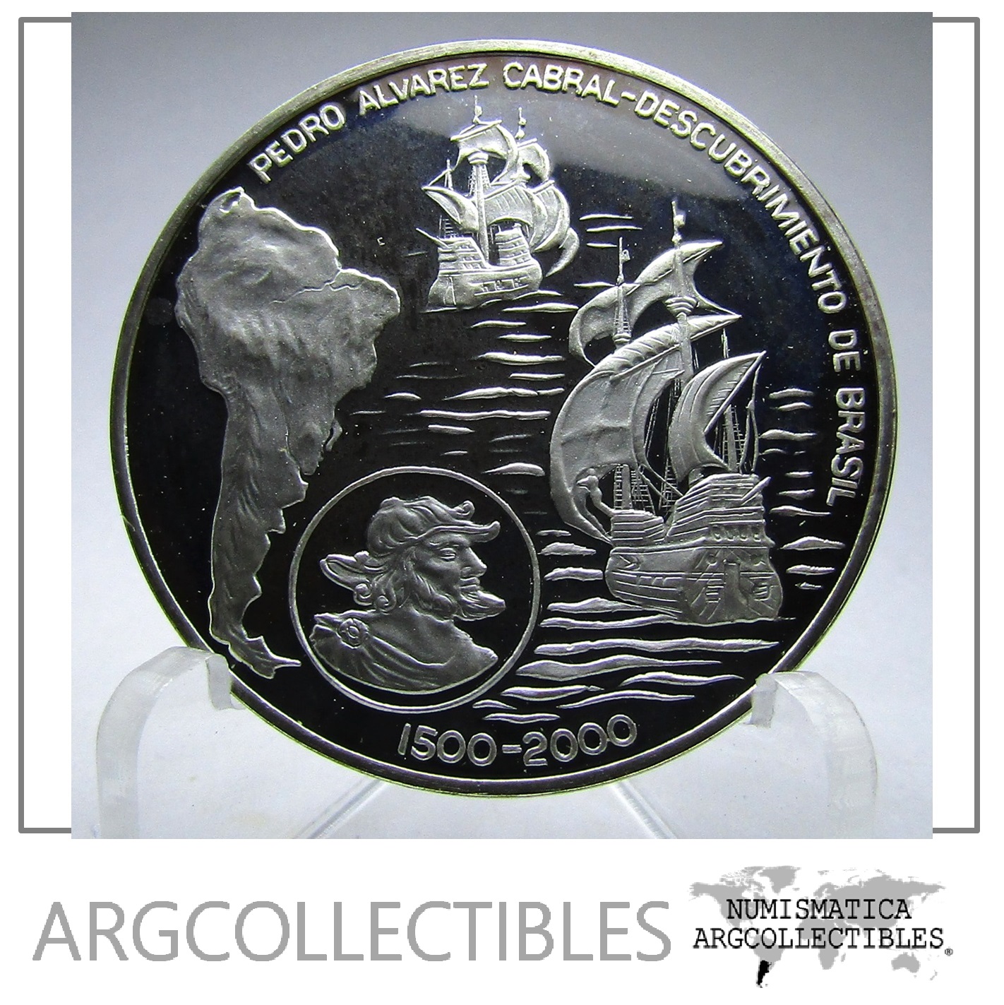 Saharaui Moneda de Plata 1000 Pesetas, KM-50 Descubrimiento Brasil 2000 Proof