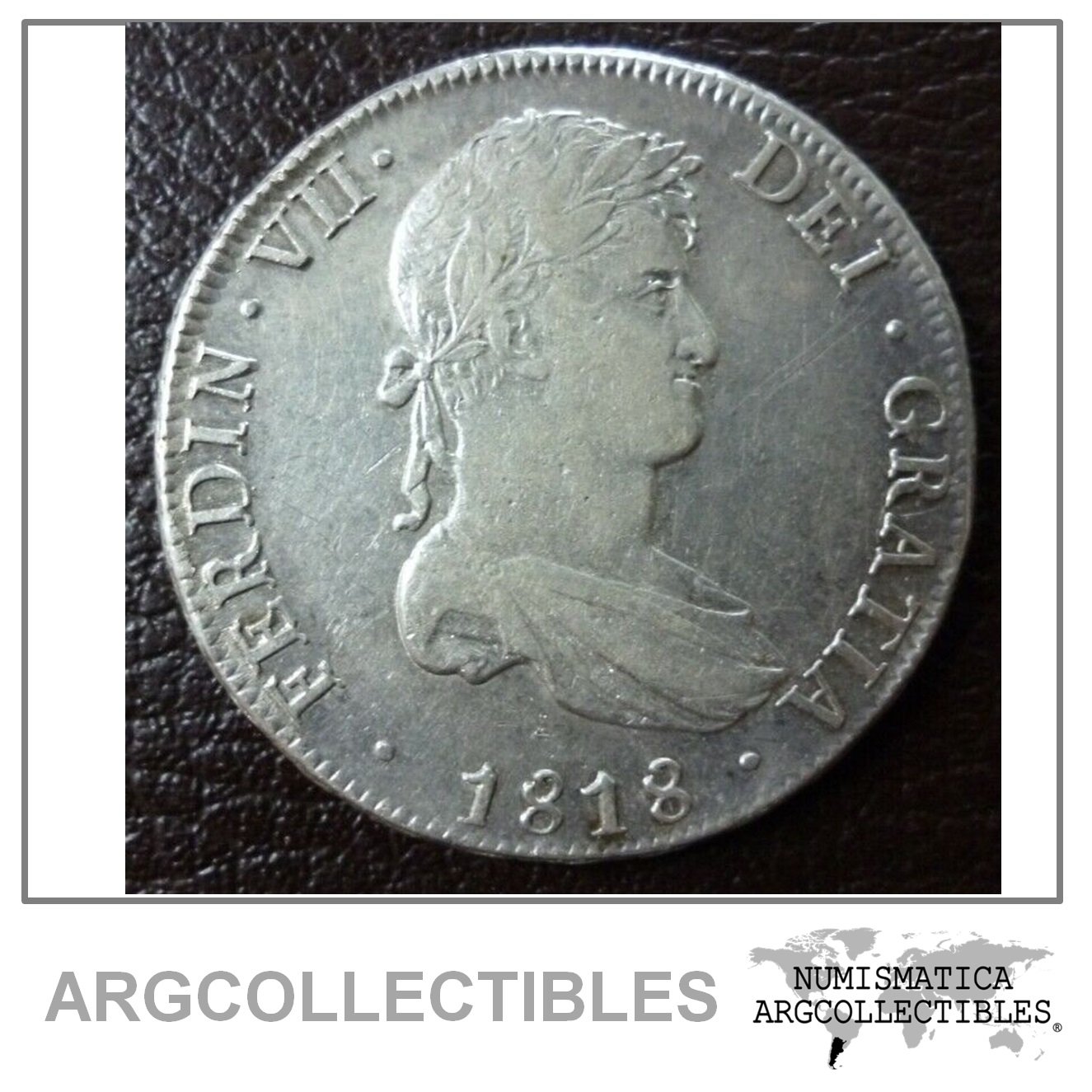 BOLIVIA Moneda de Plata 8 Reales, KM84 VF+ 1818 (Ferdinand VII) - Potosi