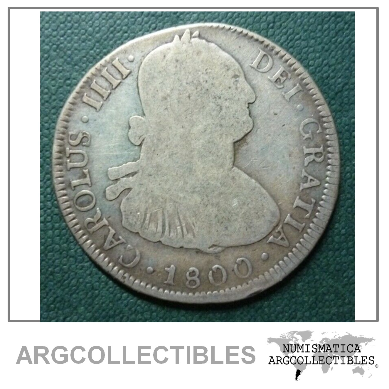 BOLIVIA Moneda de Plata 4 Reales, KM#72 F+ 1800 PP Carlos IV (Potosi)