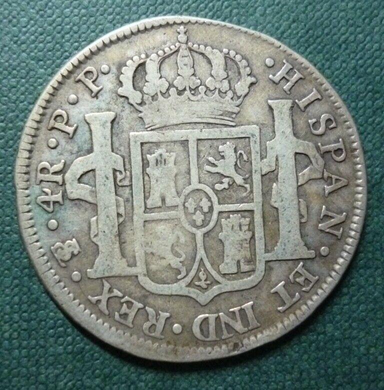 BOLIVIA Moneda de Plata 4 Reales, KM#72 F+ 1800 PP Carlos IV (Potosi) - Imagen 2