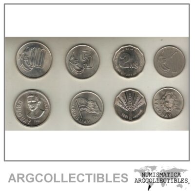 URUGUAY 5 SETS X 4 Monedas 1-2-5-10 NUEVOS PESOS AU- 1980/1981