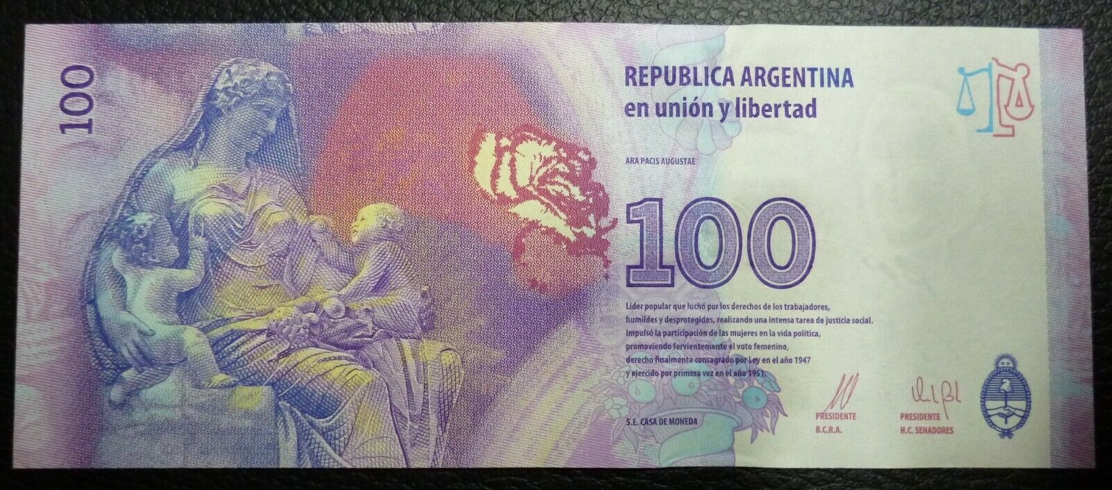 ARGENTINA Billete 100 Pesos P-358 / BOT-4328 UNC 2015 Serie V - Imagen 2