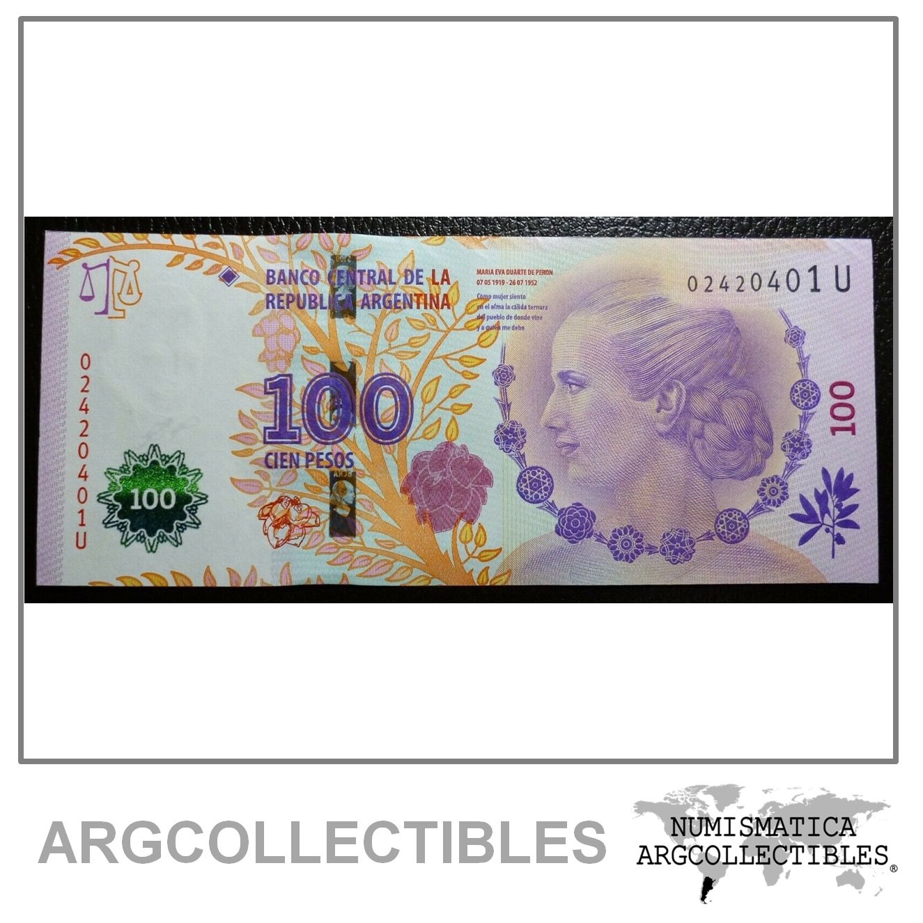 ARGENTINA Billete 100 Pesos P-358b / BOT-4327 UNC 2015 Serie U
