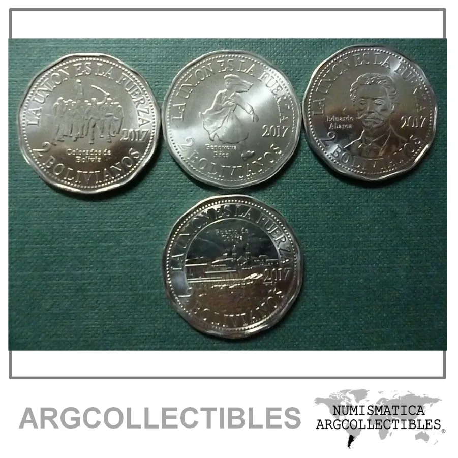 BOLIVIA 2017 SET x 4 Monedas Conmemorativas de 2 BOLIVIANOS UNC