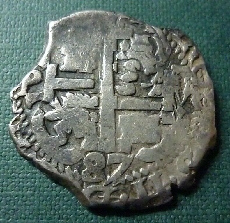 BOLIVIA (Potosi) Moneda de Plata COB 4 Reales, KM25 1687 VR (Triple Fecha) - Imagen 2