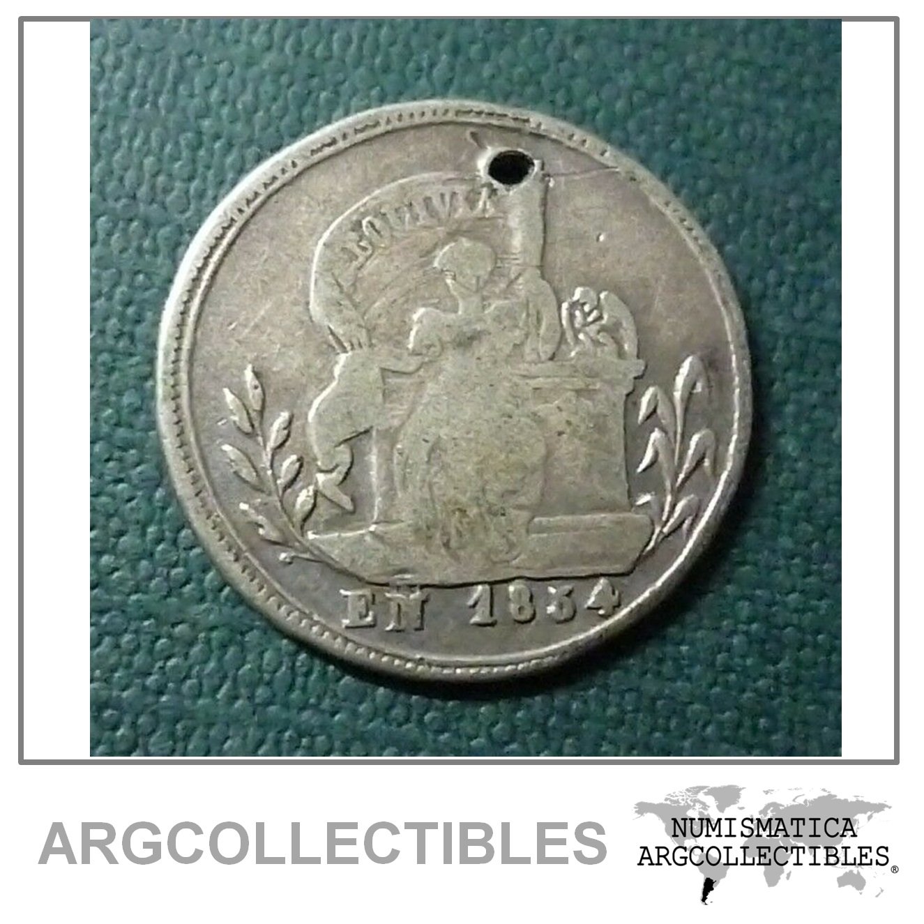BOLIVIA (Potosi) Moneda de Plata Medalla 1854 Proclamacion Al Salvador Dignidad