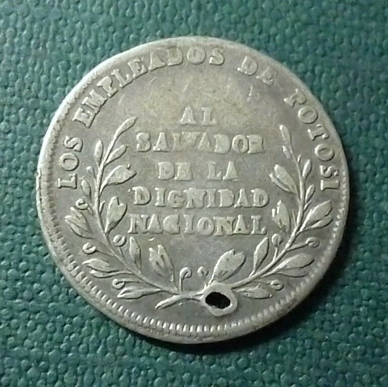 BOLIVIA (Potosi) Moneda de Plata Medalla 1854 Proclamacion Al Salvador Dignidad - Imagen 2