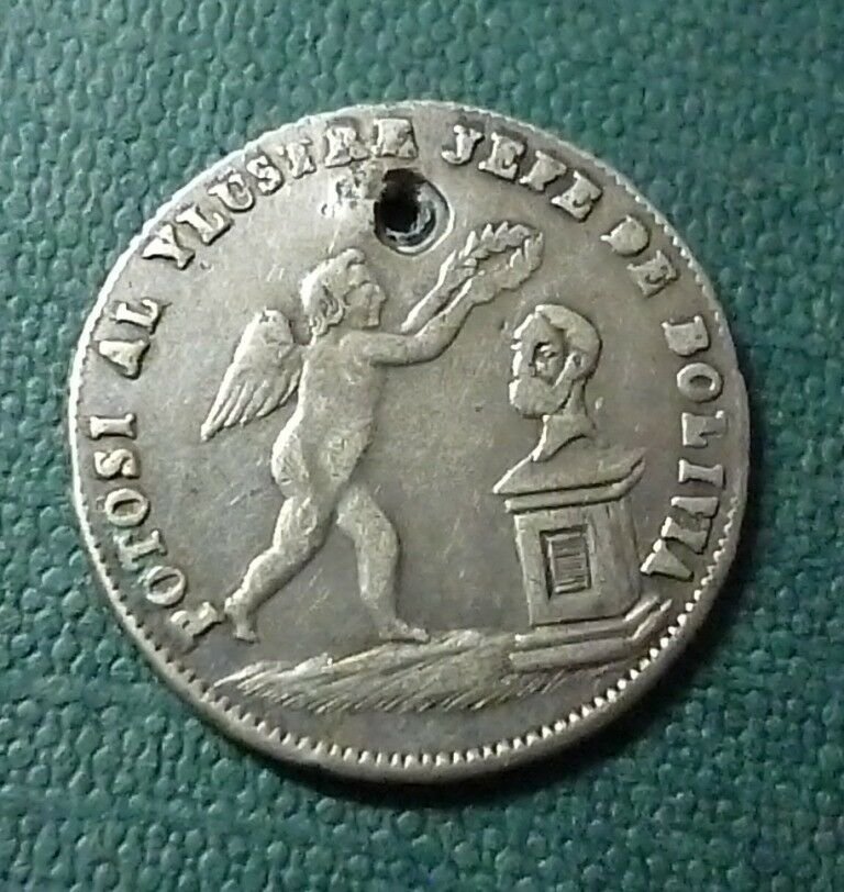 BOLIVIA (Potosi) Moneda de Plata Medalla 1853 Proclamacion Al Ilustre Jefe de Bolivia - Imagen 2