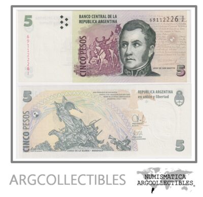 ARGENTINA Billete 5 Pesos P-353 / BOT-3336 UNC 2015 Serie J