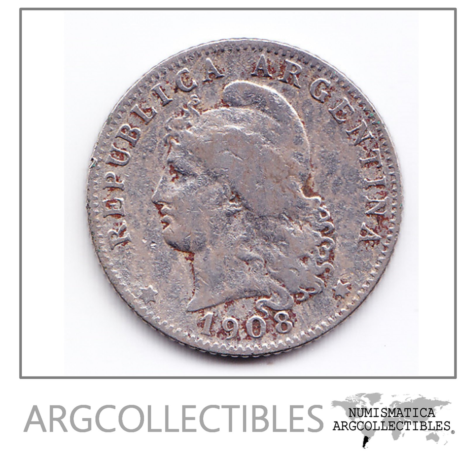 Argentina Moneda 20 Centavos Niquel 1908 Moneda Nacional F+