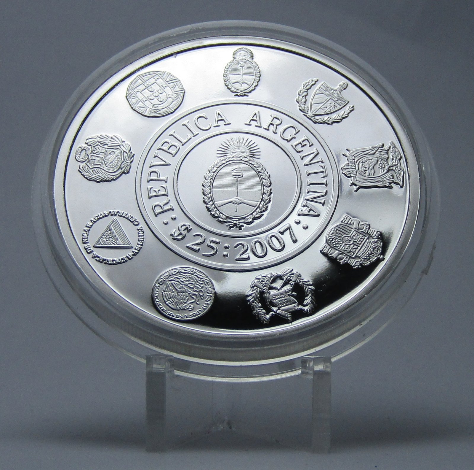 Argentina Moneda 25 Pesos Plata 2007 Ibero VII Juegos Olimpicos Proof - Imagen 2
