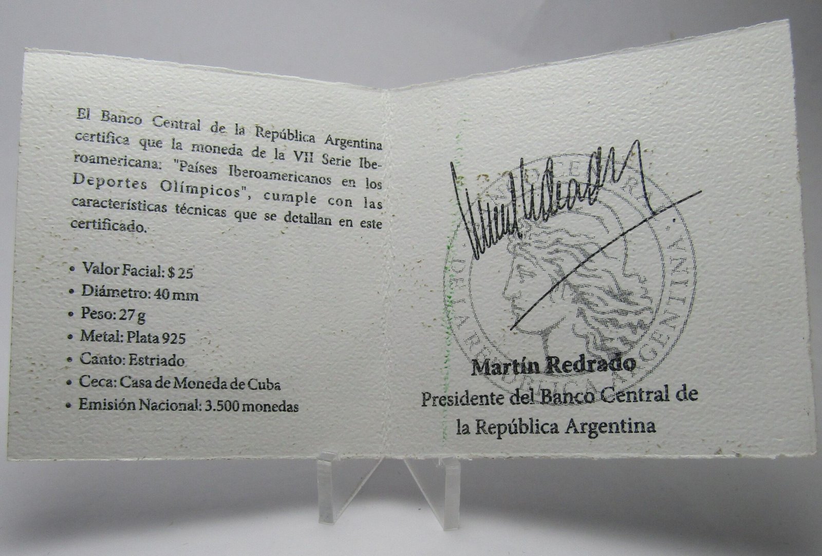 Argentina Moneda 25 Pesos Plata 2007 Ibero VII Juegos Olimpicos Proof - Imagen 3
