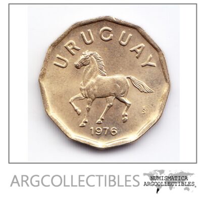 Uruguay Moneda 10 Centesimos Bronce 1976 Caballo Au
