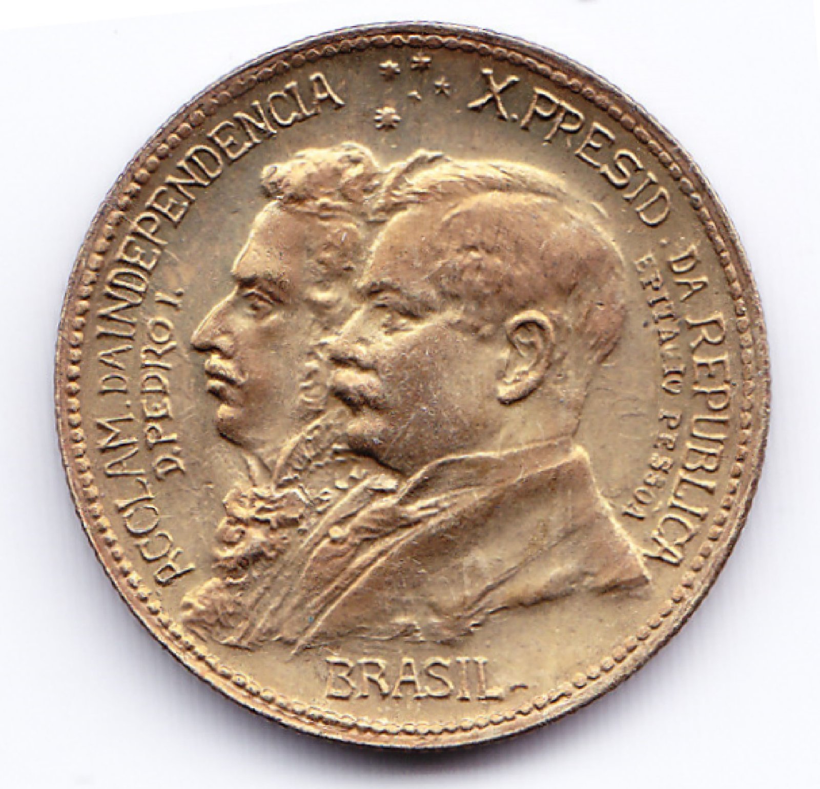 Brasil Moneda 500 Reis Bronce 1922 100 Aniversario Independencia Unc - Imagen 2