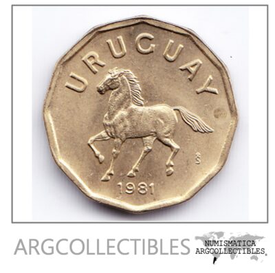 Uruguay Moneda 10 Centesimos Bronce 1981 Caballo Km-66 Au