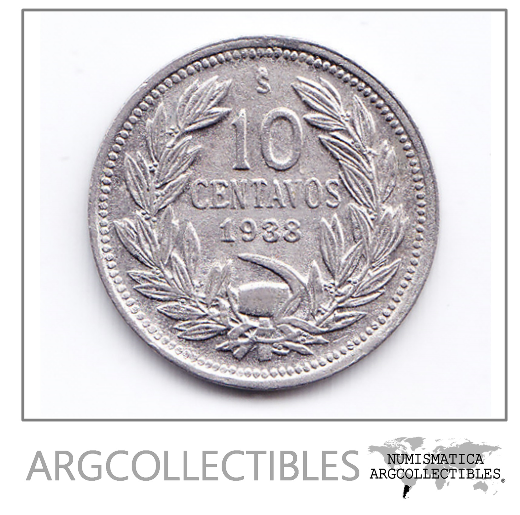 Chile Moneda 10 Centavos Niquel 1938 Km-166 Condicion Xf+